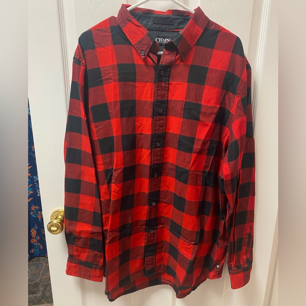 Chaps Red and Black Buffalo Plaid Flannel Shirt